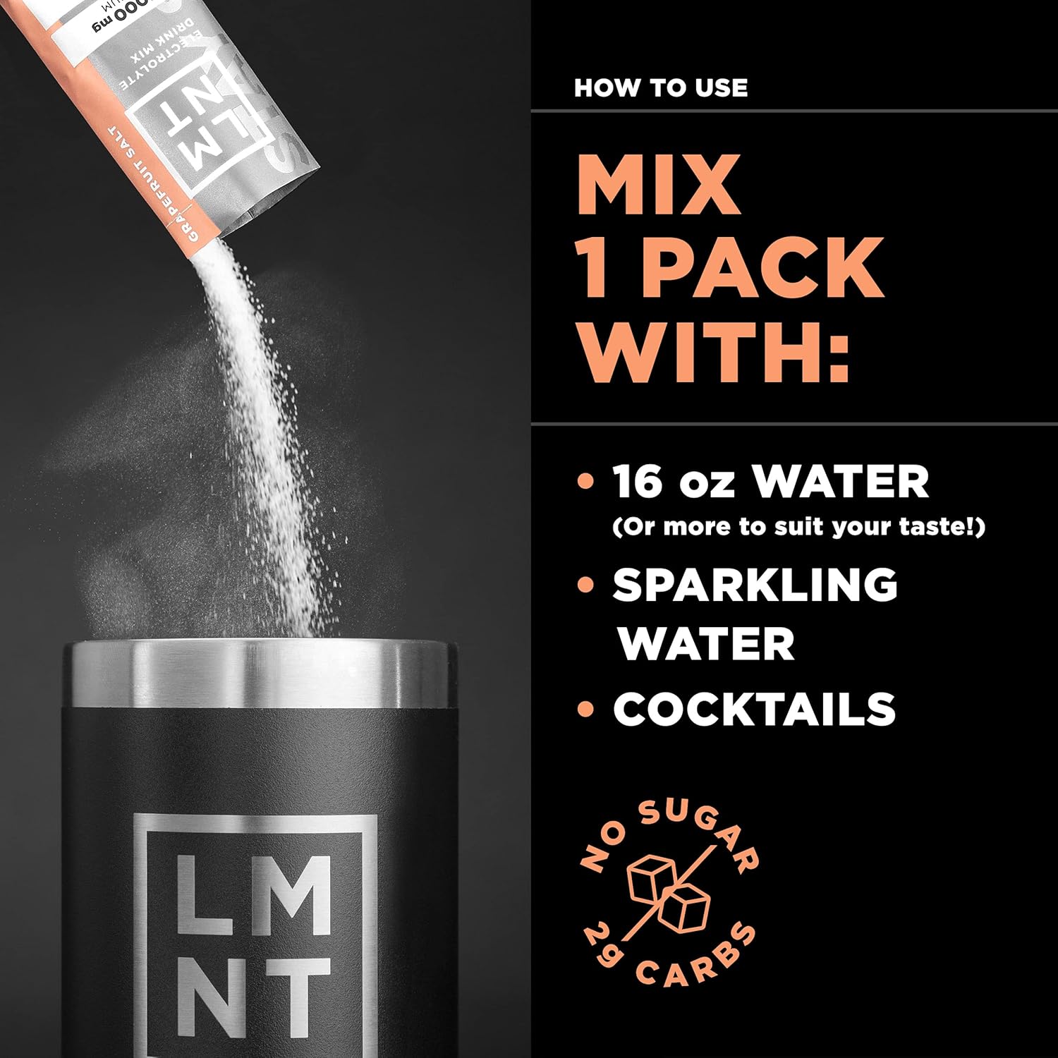 LMNT Recharge Electrolyte Drink Mix - Grapefruit Salt Flavor, Zero Sugar, Keto-Friendly Hydration Powder, 30 Convenient Packets