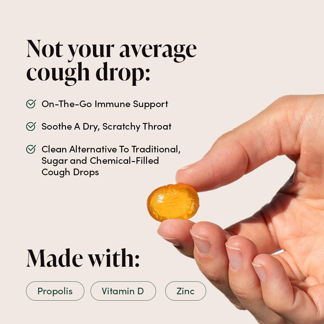 BeeKeeper's Natural Propolis Soothing Lozenges Honey – 14 Drops for Throat Relief with Pure Propolis