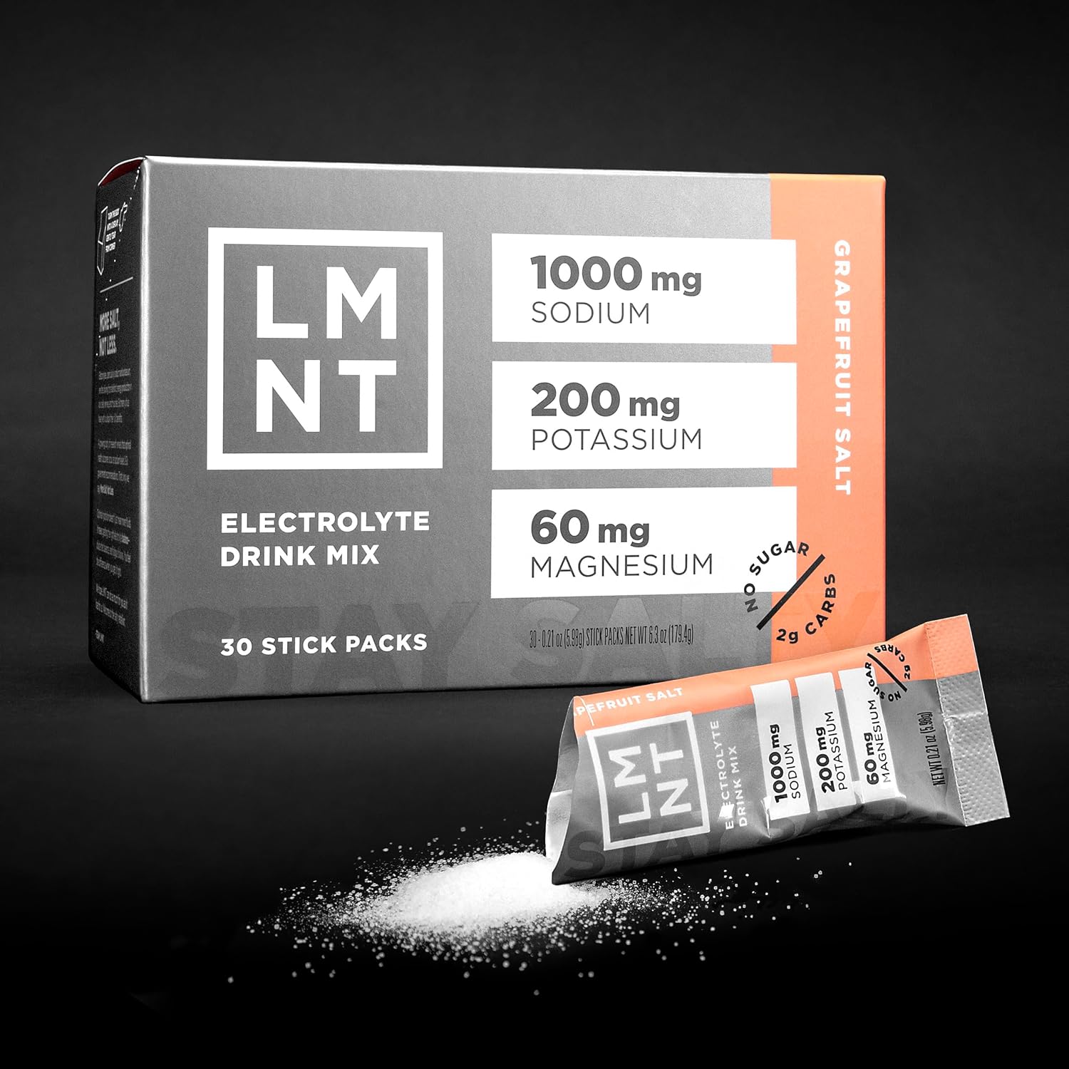 LMNT Recharge Electrolyte Drink Mix - Grapefruit Salt Flavor, Zero Sugar, Keto-Friendly Hydration Powder, 30 Convenient Packets