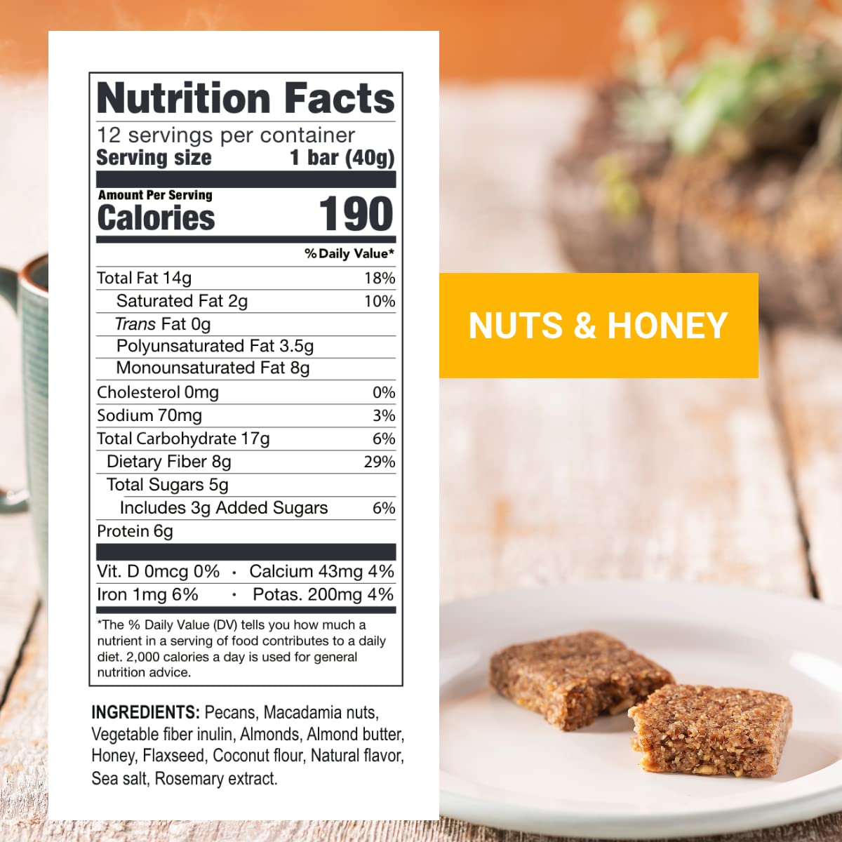 Prolon Fasting Bar Nuts & Honey – 12 Bars for Intermittent Fasting, Energy, and Nutritional Support