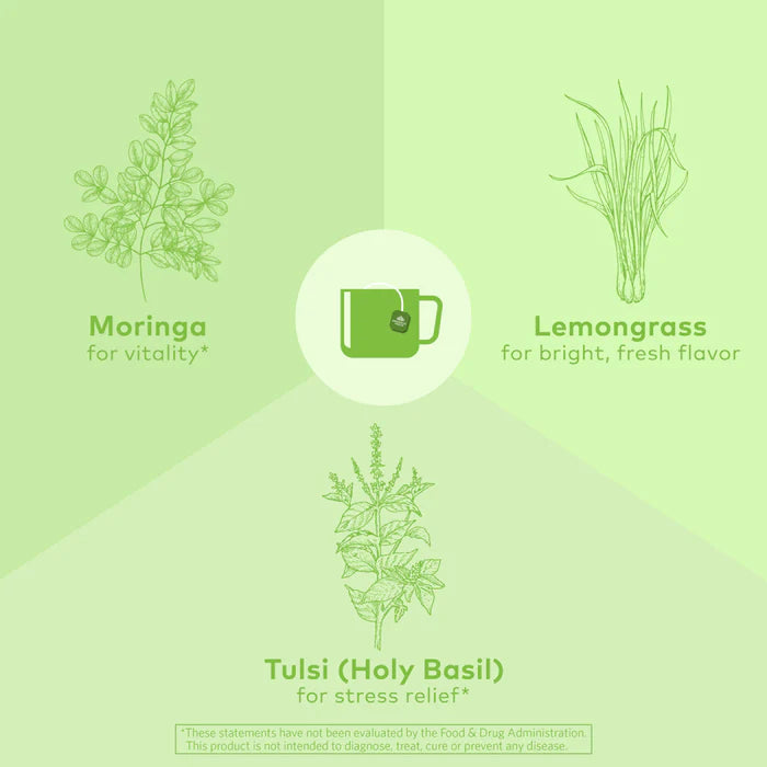 Tulsi Moringa Tea 18 Bags – Organic Herbal Tea for Immunity Boost, Energy, and Detox Support